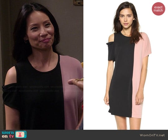 DKNY Short Sleeve Colorblock Dress worn by Lucy Liu on Elementary