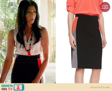 DKNY Colorblock Skirt worn by Reshma Shetty on Royal Pains