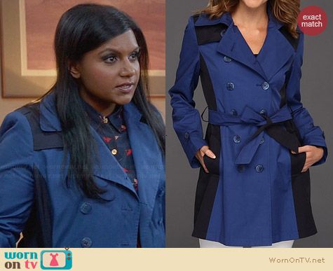 DKNY Colorblock Trench worn by Mindy Kaling on The Mindy Project