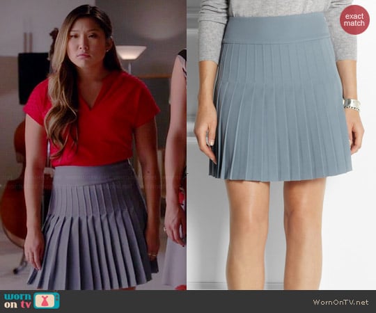 DKNY Pleated Mini Skirt worn by Jenna Ushkowitz on Glee