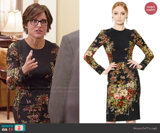 Dolce & Gabbana Floral Printed Viscose Cady Dress worn by Selina Meyer (Julia Louis-Dreyfus) on Veep