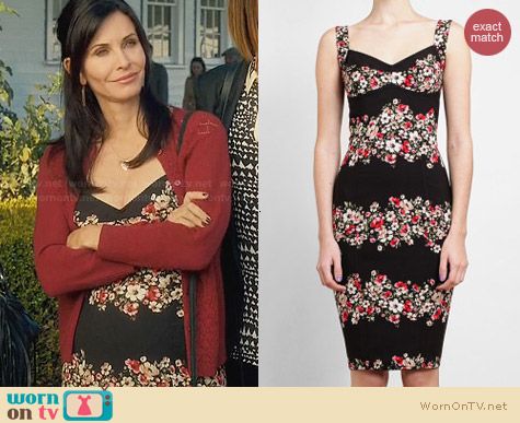 Dolce & Gabbana Floral Printed Crepe Dress worn by Courtney Cox on Cougar Town