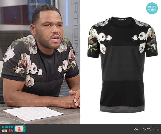 Dolce & Gabbana Floral Print Panelled T-shirt worn by Andre Johnson (Anthony Anderson) on Black-ish