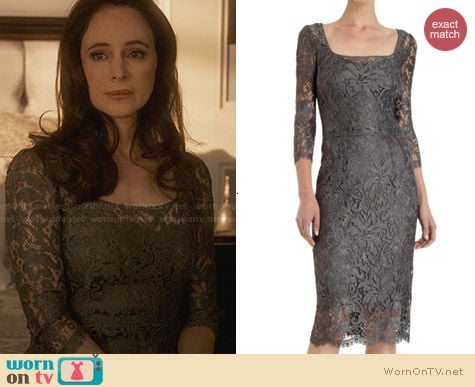 Dolce & Gabbbana Grey Lace Sheath Dress worn by Madeleine Stowe on Revenge