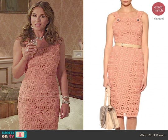 Dolce & Gabbana Lace-Crochet Jumper-Style Dress worn by Queen Helena (Elizabeth Hurley) on The Royals