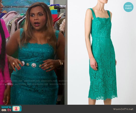 Dolce & Gabbana Floral Lace Dress worn by Mindy Lahiri (Mindy Kaling) on The Mindy Project