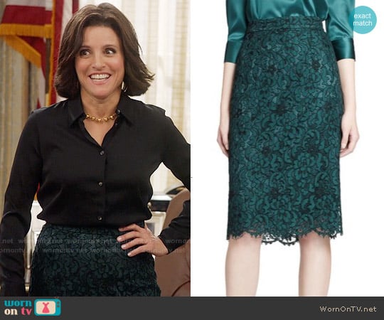 Dolce & Gabbana Lace Pencil Skirt worn by Selina Meyer (Julia Louis-Dreyfus) on Veep