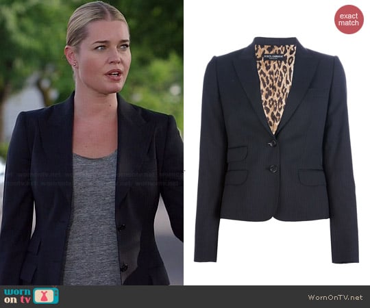 Dolce & Gabbana Pinstripe Trouser Suit worn by Rebecca Romijin on The Librarians