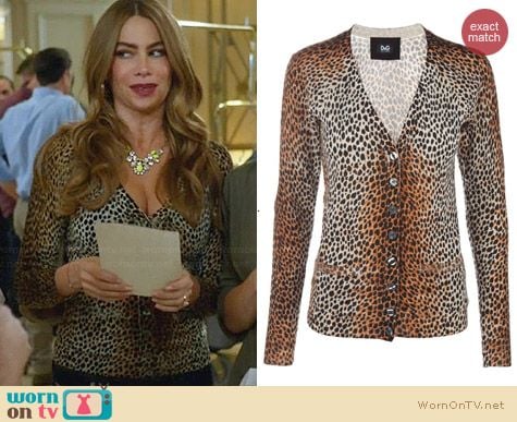 Dolce & Gabbana Leopard Print Wool Cardigan worn by Sofia Vergara on Modern Family