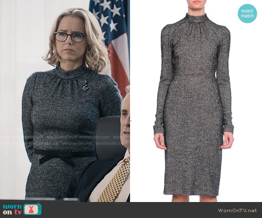 Dolce & Gabbana Long-Sleeve Mock-Neck Sheath Dress worn by Elizabeth McCord (Téa Leoni) on Madam Secretary