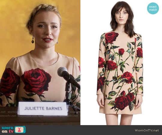 Dolce & Gabbana Rose Print Long Sleeve Cady Dress worn by Juliette Barnes (Hayden Panettiere) on Nashville