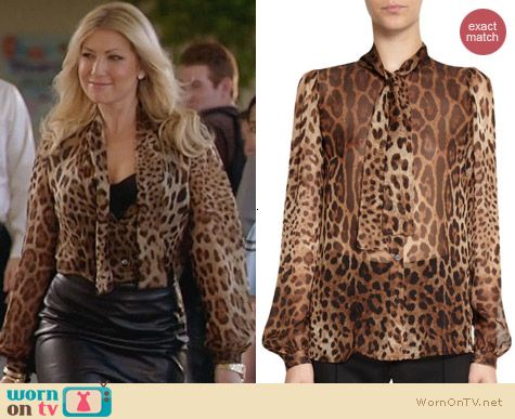 Dolce & Gabbana Tie Neck Leopard Blouse worn by Ari Graynor on Bad Teacher