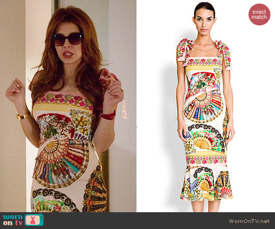 Dolce & Gabbana Tie-Shoulder Foulard-Print Dress worn by Louise Ellis (Elena Satine) on Revenge