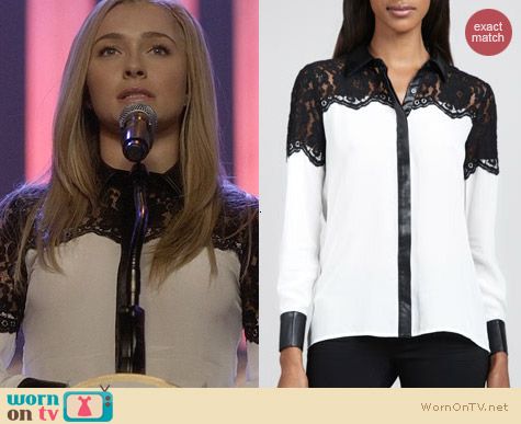 Dora Landa Lance and Faux Leather Trim Shirt worn by Hayden Panettiere on Nashville