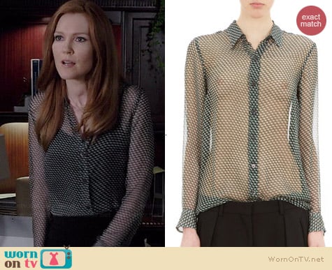 Dries Van Noten Geometric Print Silk Blouse worn by Darby Stanchfield on Scandal