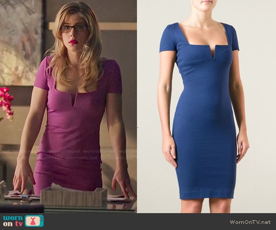 DSquared Slash Neck Dress worn by Felicity Smoak (Emily Bett Rickards) on Arrow