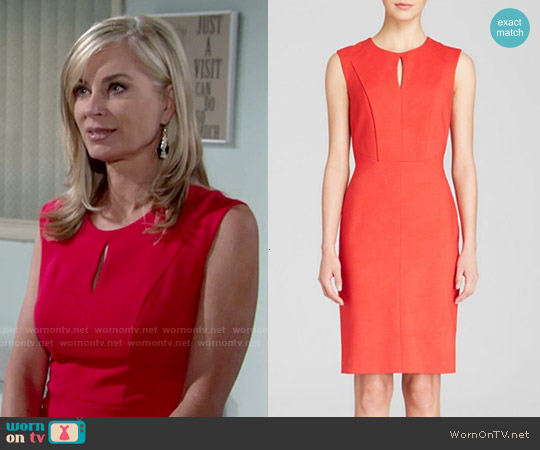 Dylan Grey Keyhole Front Ponte Sheath worn by Ashley Abbott (Eileen Davidson) on The Young and the Restless