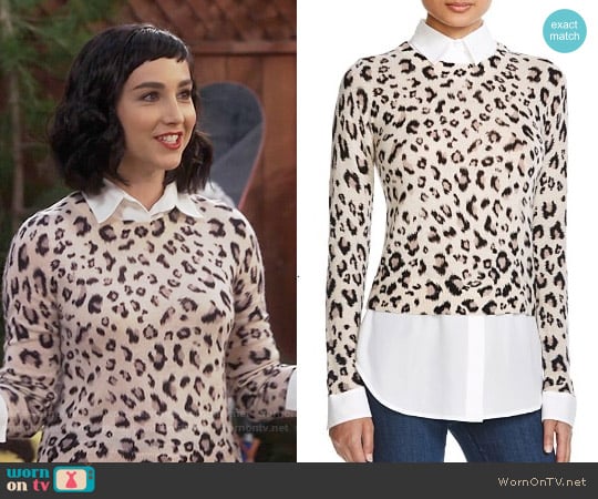 Dylan Gray Leopard Layered Sweater worn by Mandy Baxter ( Molly Ephraim) on Last Man Standing