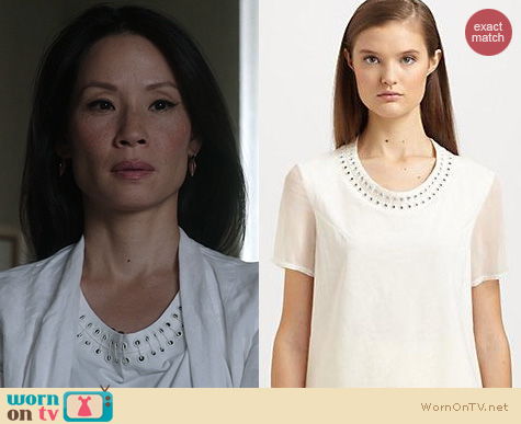 Elementary Fashion: 3.1 Phillip Lim Eyelet and Pin Neckline worn by Lucy Liu