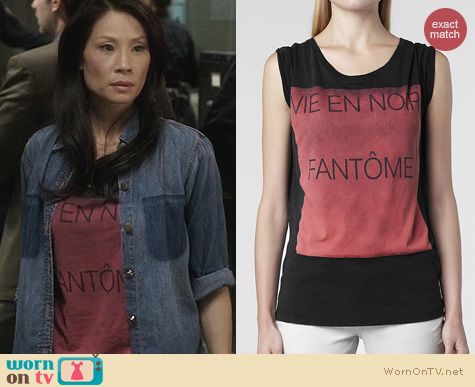 Fashion of Elementary: All Saints Phantom Crew T-Shirt worn by Lucy Liu