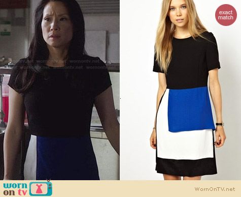 Fashion of Elementary: Peter Jensen Wool Panelled Dress worn by Lucy Liu