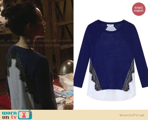 Fashion of Elementary: Sandro Lace Silk Back Shirt worn by Lucy Liu