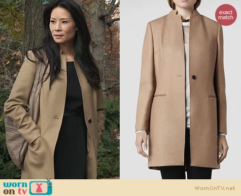 Elementary Style: All Saints Hendrick Coat worn by Lucy Liu