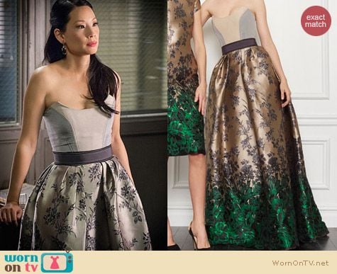 Fashion of Elementary: Carolina Herrera Pre-Fall 2013 Gown worn by Lucy Liu