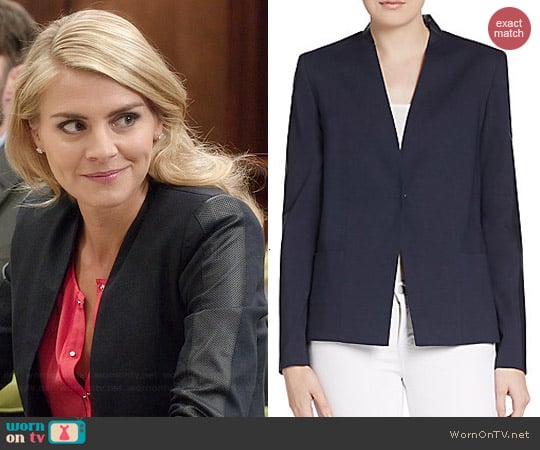 Elie Tahari Abby Perforated Leather Blazer worn by Eliza Coupe on Benched