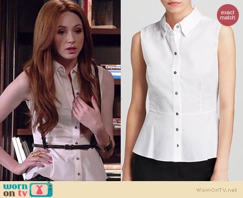 Elie Tahari Beatrice Sleeveless Blouse worn by Karen Gillan on Selfie