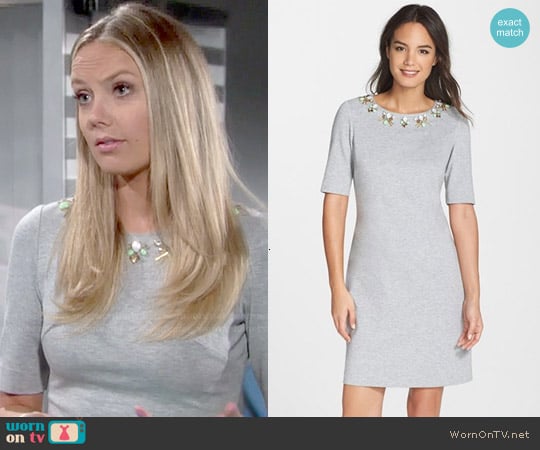 Eliza J Embellished Heathered Ponte Shift Dress worn by Abby Newman (Melissa Ordway) on The Young and the Restless