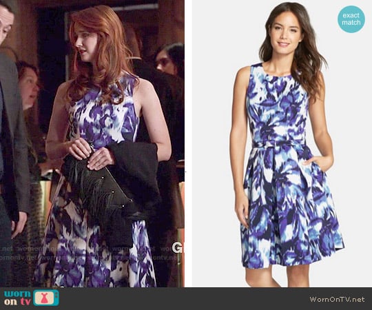 Eliza J Floral Print Faille Fit & Flare Dress worn by Jessica Warren (Laura Spencer) on Bones