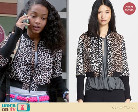 Elizabeth and James Lena Animal Print Jacket worn by Yara Shahidi on Black-ish