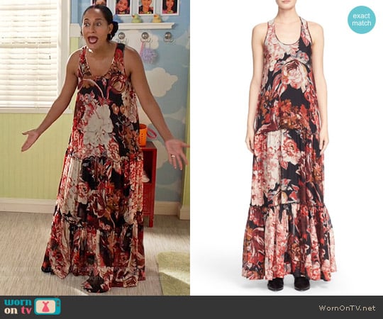 Elizabeth & James Izzie Floral Silk Maxi Dress worn by Rainbow Johnson (Tracee Ellis Ross) on Black-ish