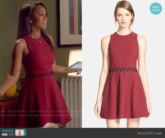 Elizabeth and James Carter Dress in Black Cherry worn by Michaela Pratt (Aja Naomi King) on How to Get Away with Murder