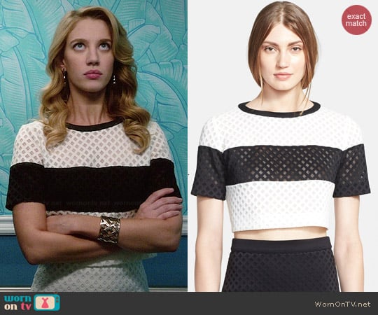 Elizabeth and James Leda Lattice Top worn by Petra Solano (Yael Grobglas) on Jane the Virgin