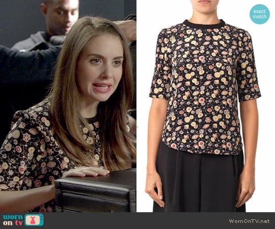 Elizabeth and James Piper Floral Silk Blouse worn by Annie Edison (Alison Brie) on Community