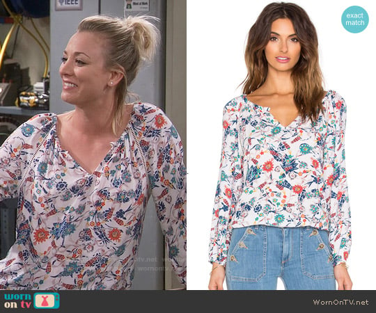 Ella Moss  Dolce Floral Peasant Top worn by Penny Hofstadter (Kaley Cuoco) on The Big Bang Theory