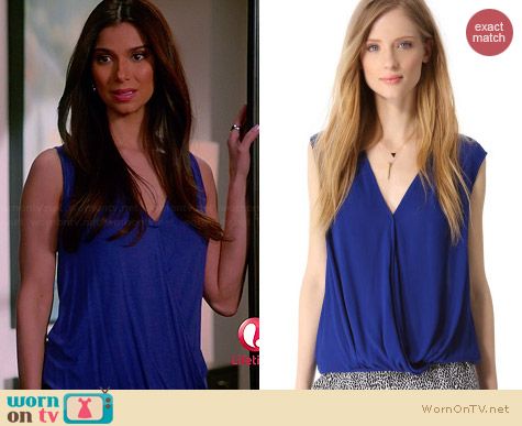 Ella Moss Stella Crepe Surplice Top worn by Roselyn Sanchez on Devious Maids