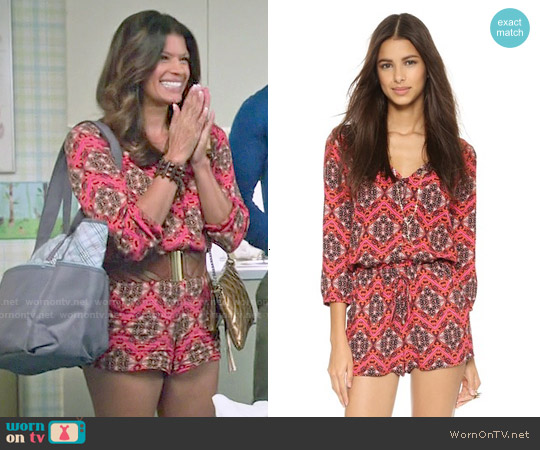 Ella Moss Tangier Romper worn by Xiomara Villanueva (Andrea Navedo) on Jane the Virgin