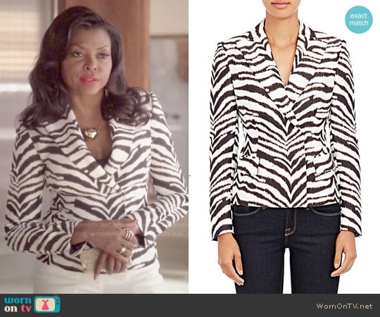 Emanuel Ungaro Fitted Zebra Print Jacket worn by Cookie Lyon (Taraji P. Henson) on Empire