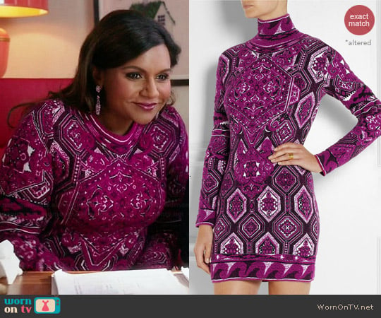 Emilio Pucci Stretch Knit Jacquard Dress worn by Mindy Lahiri (Mindy Kaling) on The Mindy Project