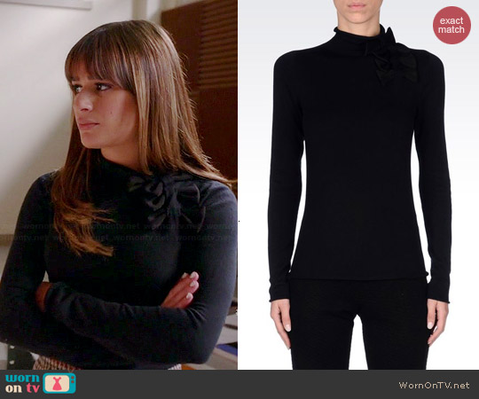 Emporio Armani High Neck Jumper with Bows worn by Lea Michele on Glee