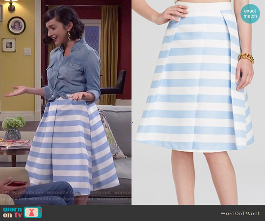 Endless Rose Stripe Midi Skirt worn by Mandy Baxter ( Molly Ephraim) on Last Man Standing