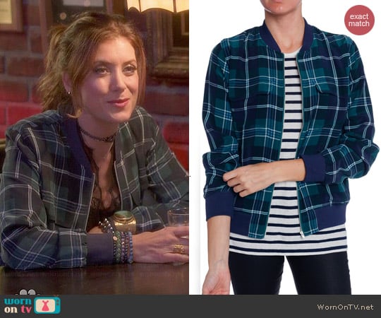 Equipment Abbot Bomber Jacket in Pine worn by Kate Walsh on Bad Judge