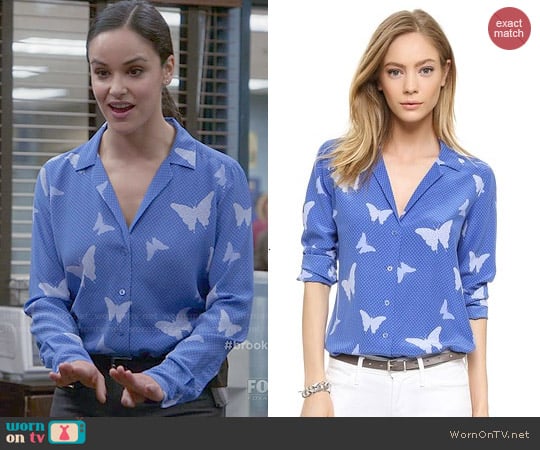 Equipment Adalyn Blouse in Amparo Blue worn by Amy Santiago (Melissa Fumero) on Brooklyn Nine-Nine