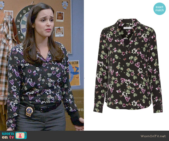 Equipment 'Adalyn' Floral Silk Blouse worn by Amy Santiago (Melissa Fumero) on Brooklyn Nine-Nine