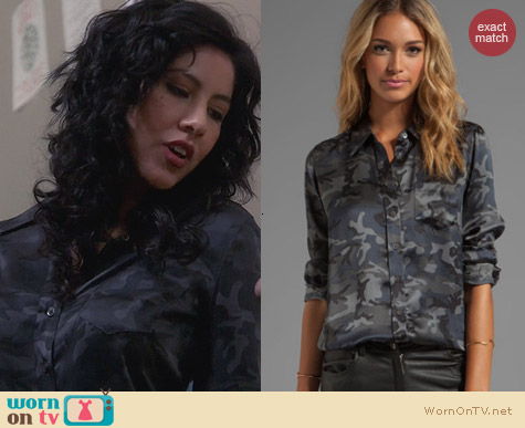 Equipment Brett Blouse in Traditional Camo worn by Stephanie Beatriz on Brooklyn Nine-Nine