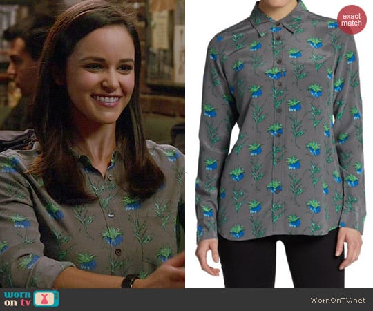 Equipment Brett Floral Blouse in Gunmetal worn by Melissa Fumero on Brooklyn 99