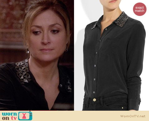 Equipment Brett Shirt with Metal Geo Collar worn by Sasha Alexander on Rizzoli & Isles